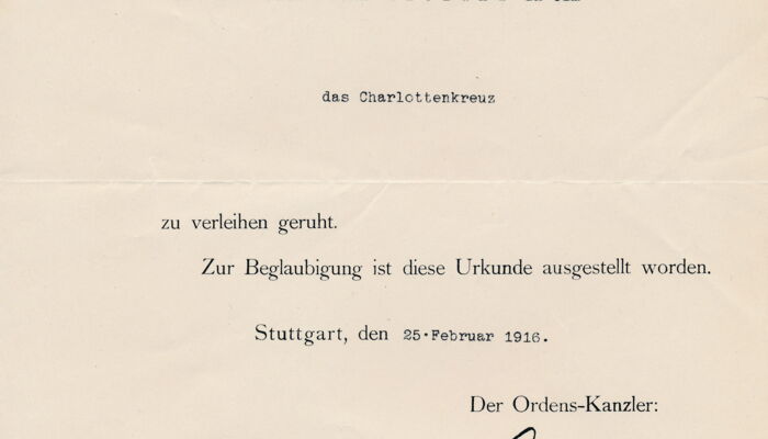 Certificate Charlottenkreuz