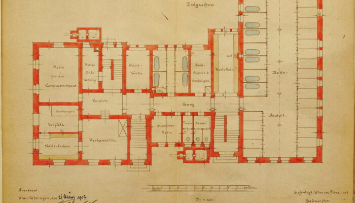 Extract floor plan bathing area 1907