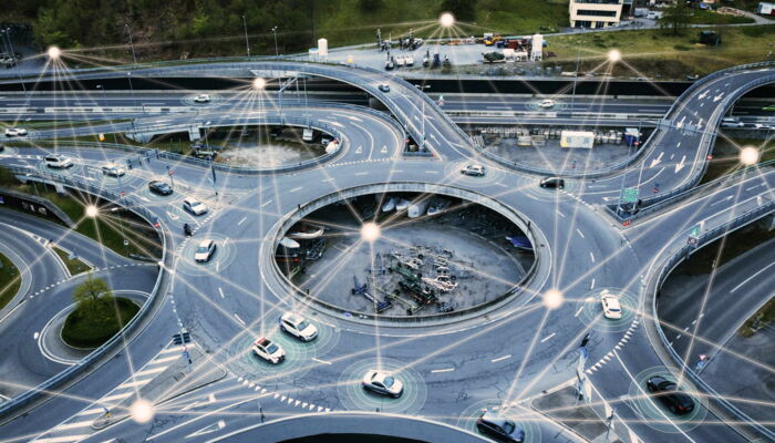 Visualisierung eines Netzwerks zwischen Autos