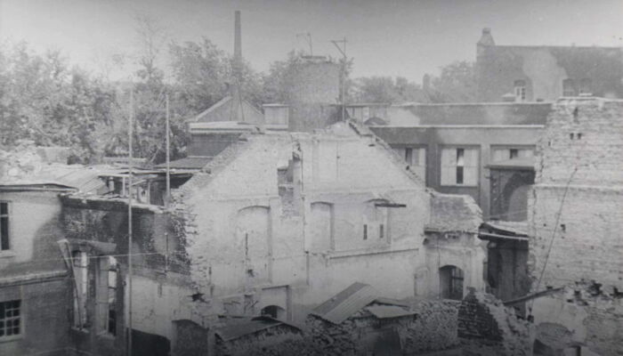 Ulm factory after bombing raid